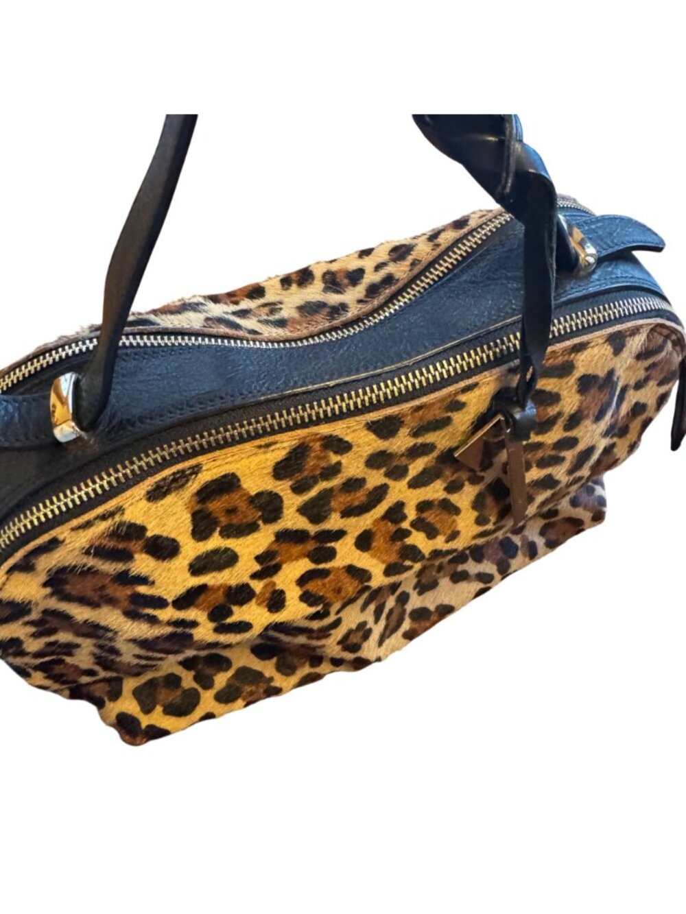 Giorgia Milani Leopard Print Genuine Leather Handbag 12.5"x5"x10" Made In Italy - Picture 4 of 4